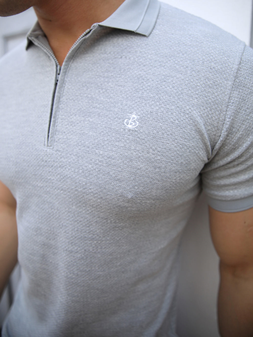 Blakely Amot Textured Polo Shirt Gris Claro | KMPJUA638