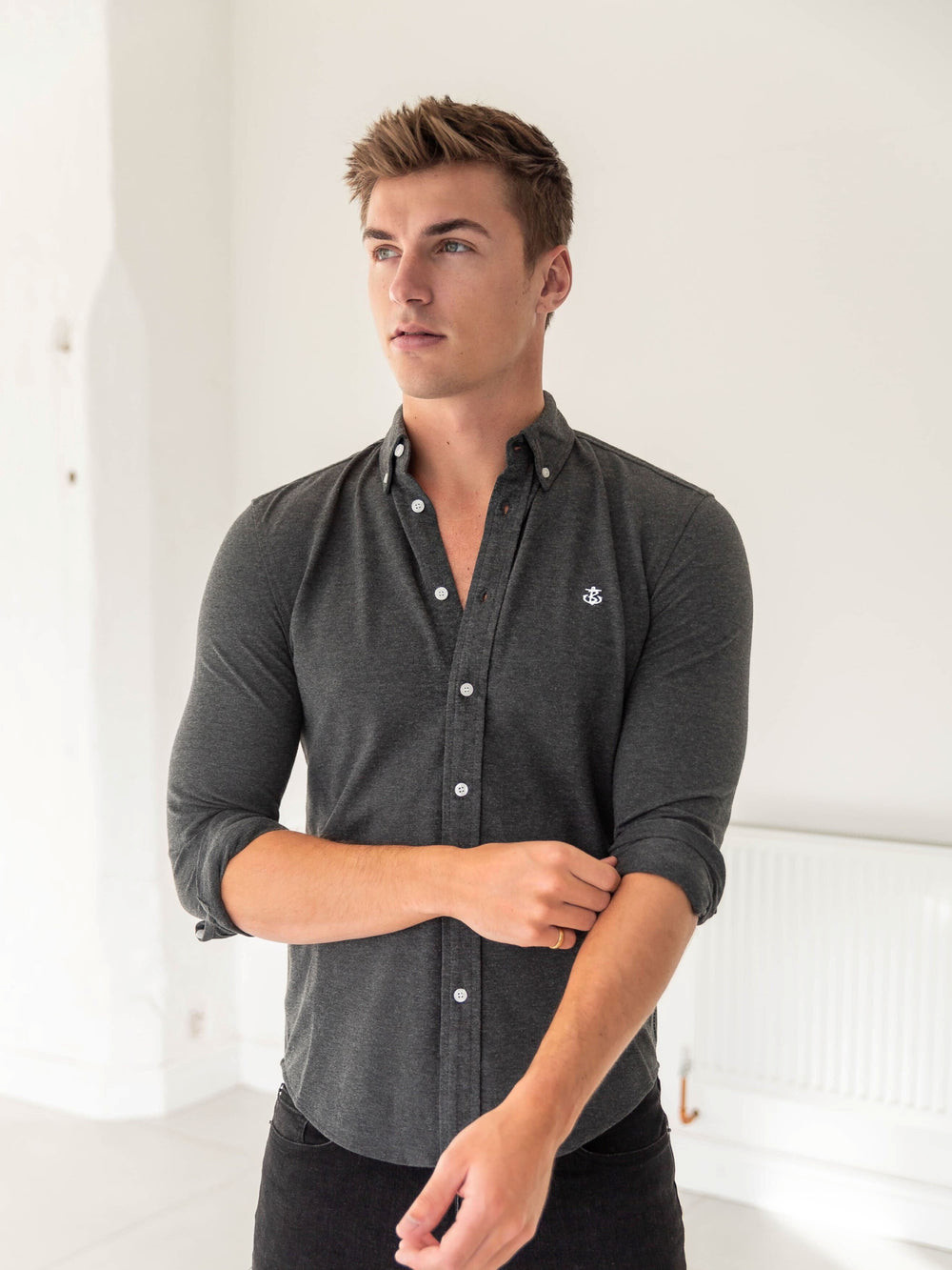 Blakely Arlo Soft Stretch Shirt Charcoal | ZAOYCP287