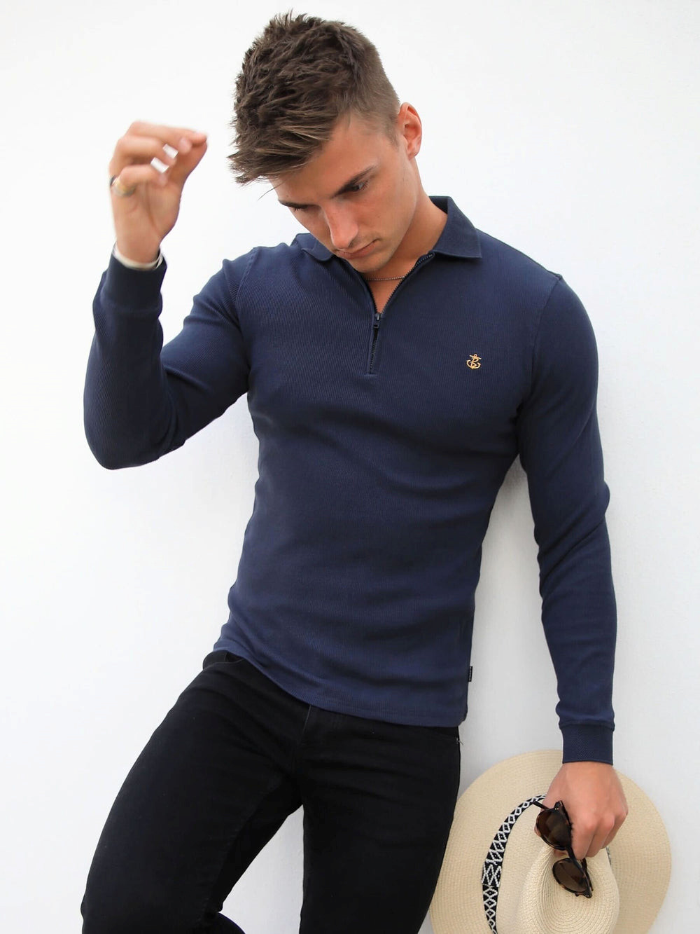 Blakely Aspen Long Sleeve Polo Azul Marino | ETHDRU412