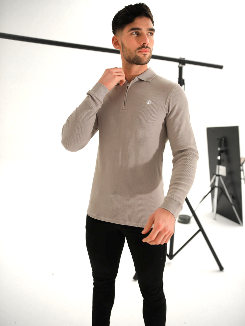 Blakely Aspen Long Sleeve Polo Stone | ZPSOIN431
