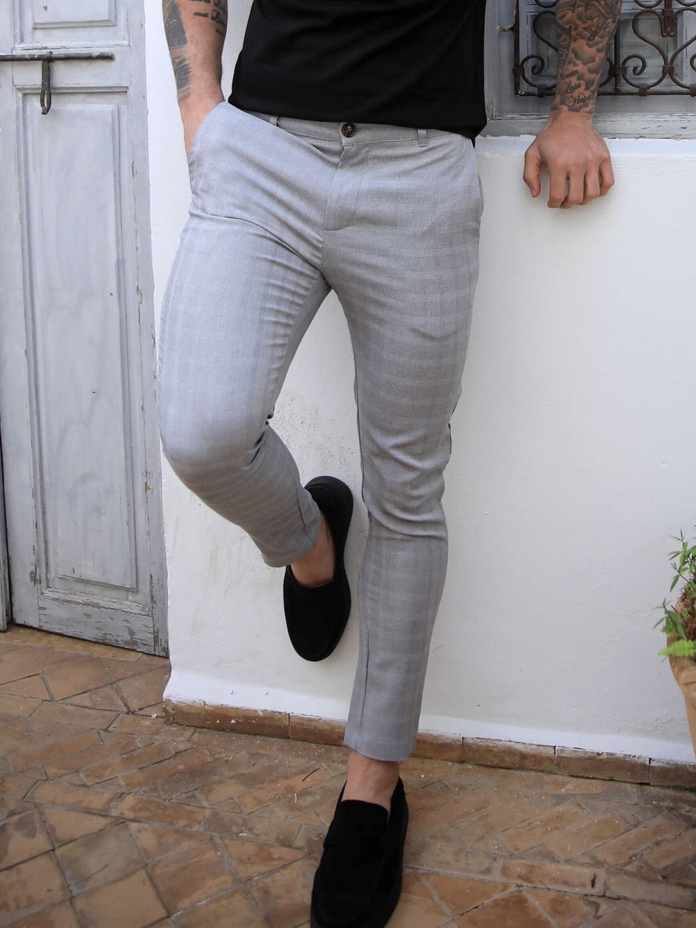 Blakely Assaki Checked Trousers Gris | TCVMSF140