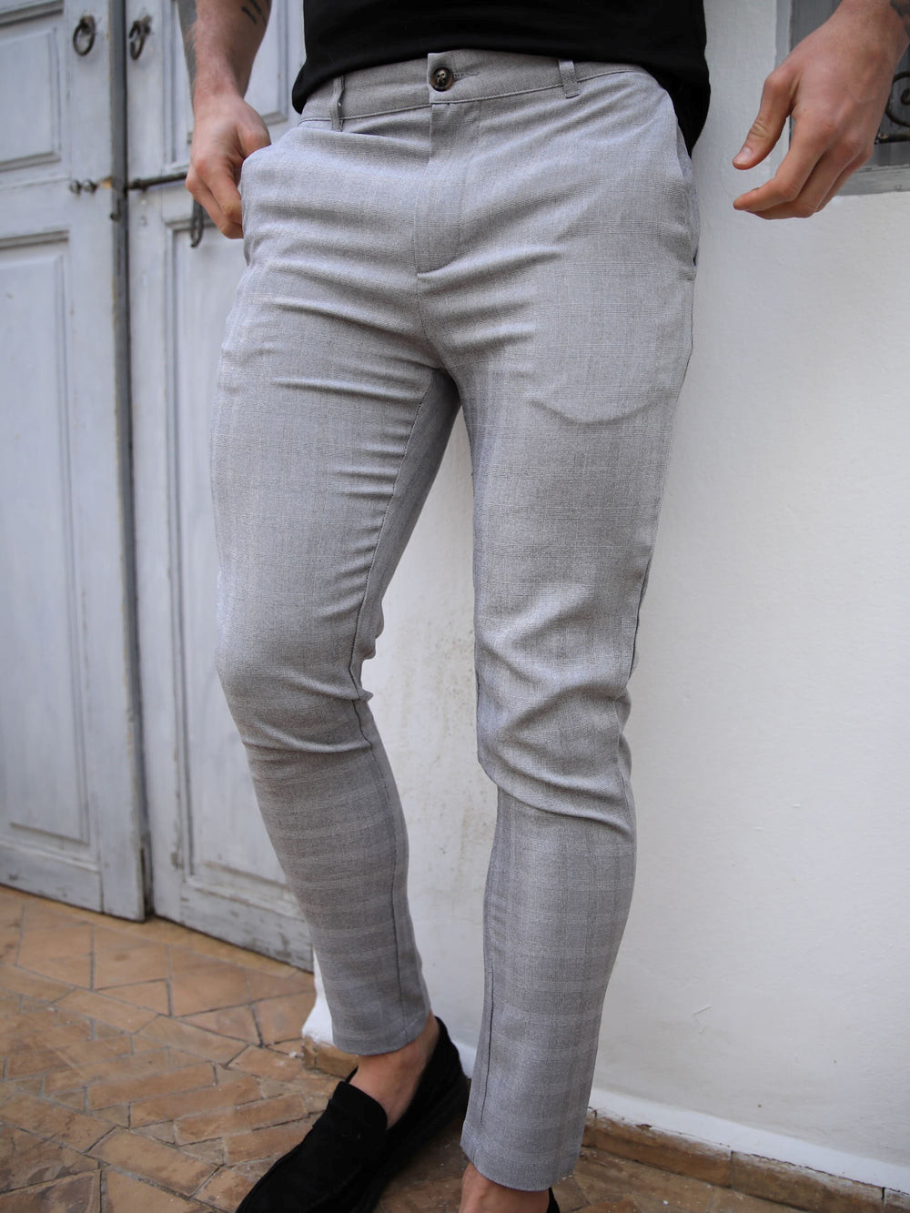 Blakely Assaki Checked Trousers Gris | TCVMSF140