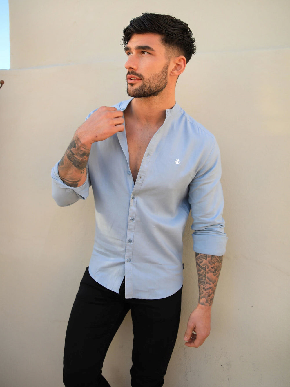 Blakely Berkane Linen Shirt Azules | HWNUMG958