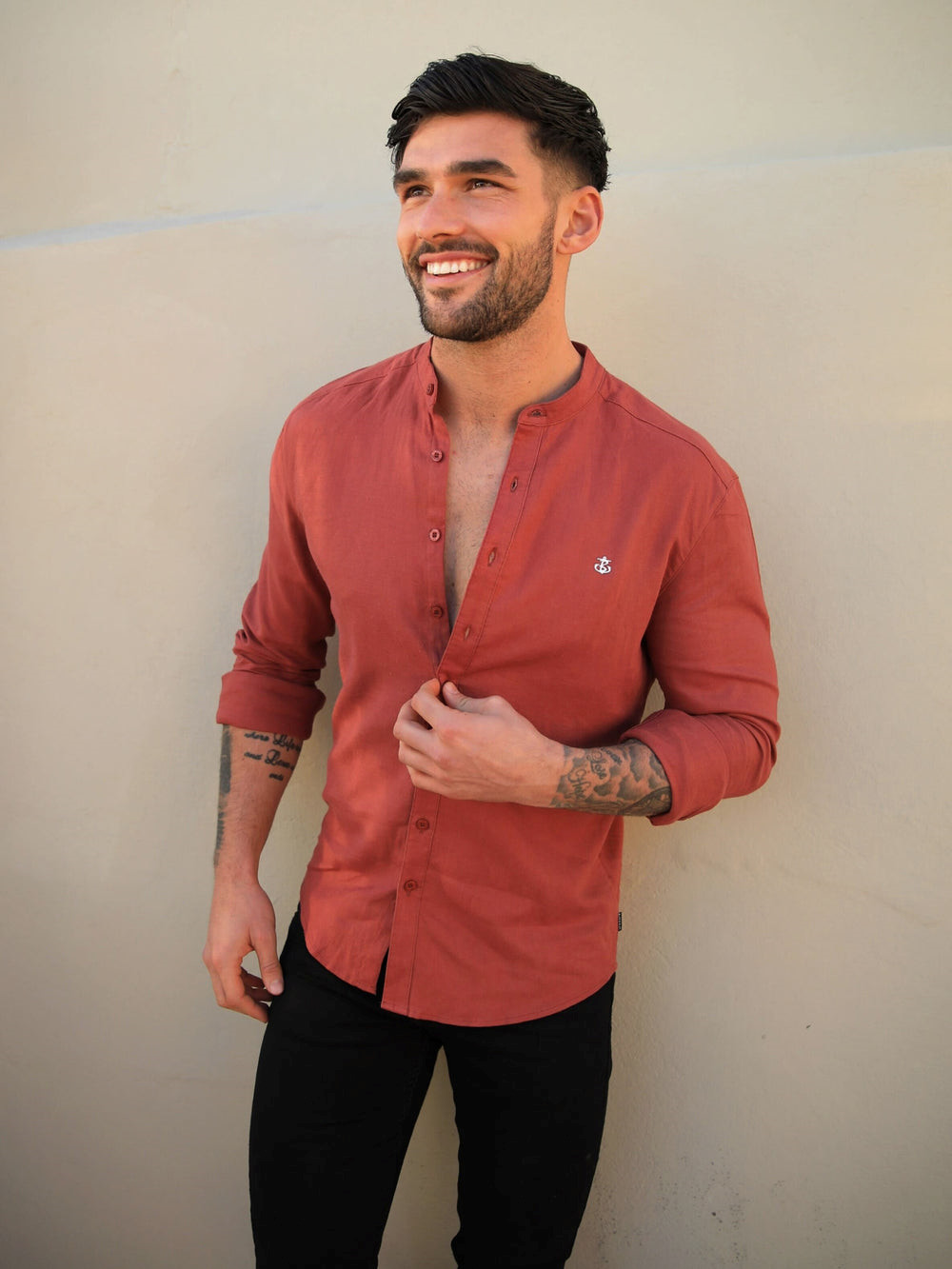 Blakely Berkane Linen Shirt Burdeos | KPFYLE758