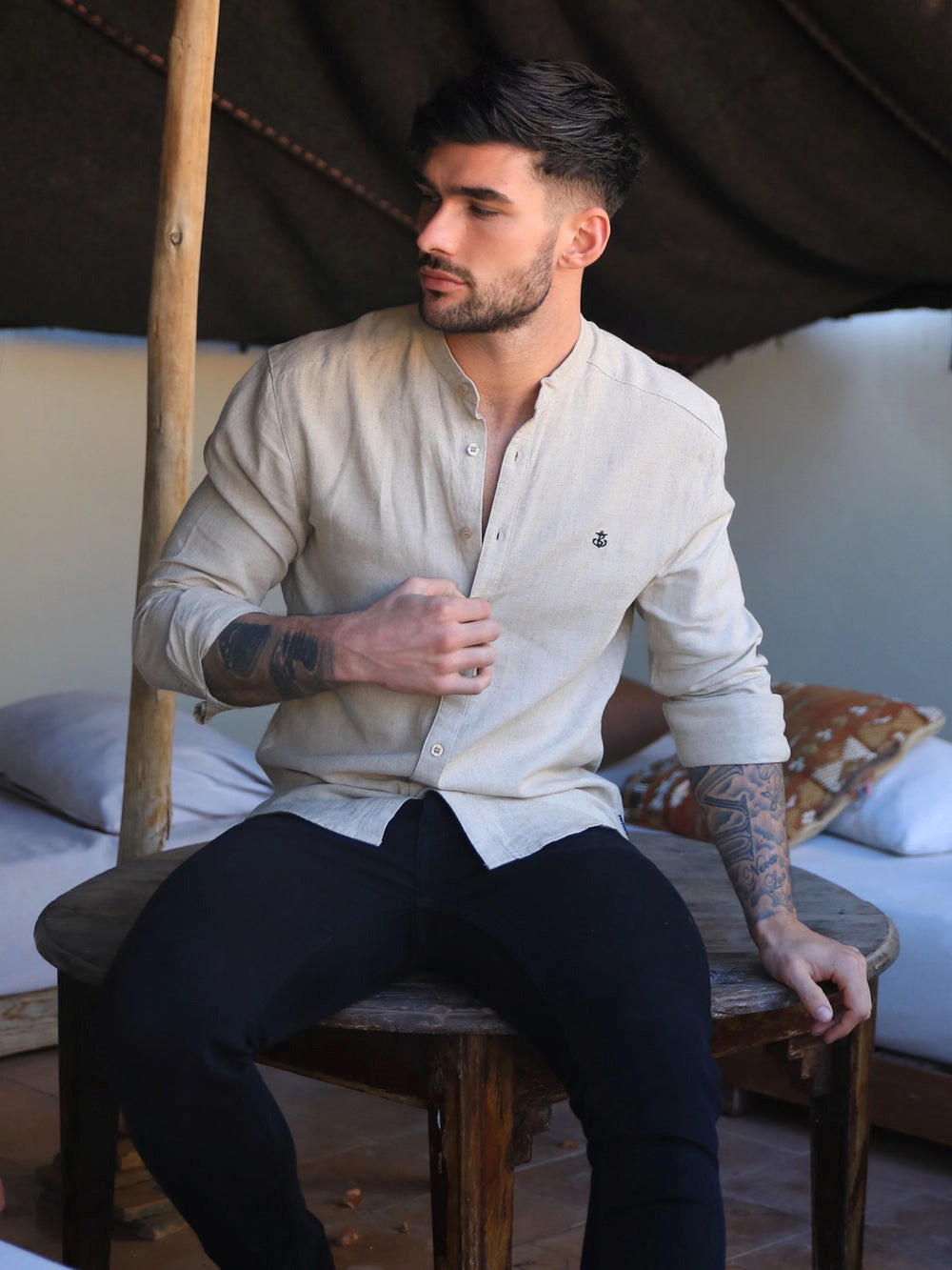 Blakely Berkane Linen Shirt Tan | URTQXD863