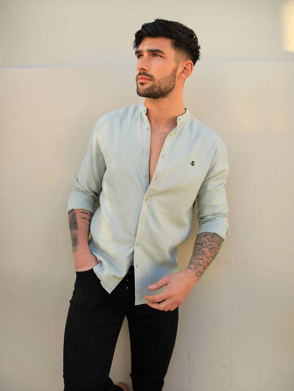 Blakely Berkane Linen Shirt Verde | HKGJVZ612