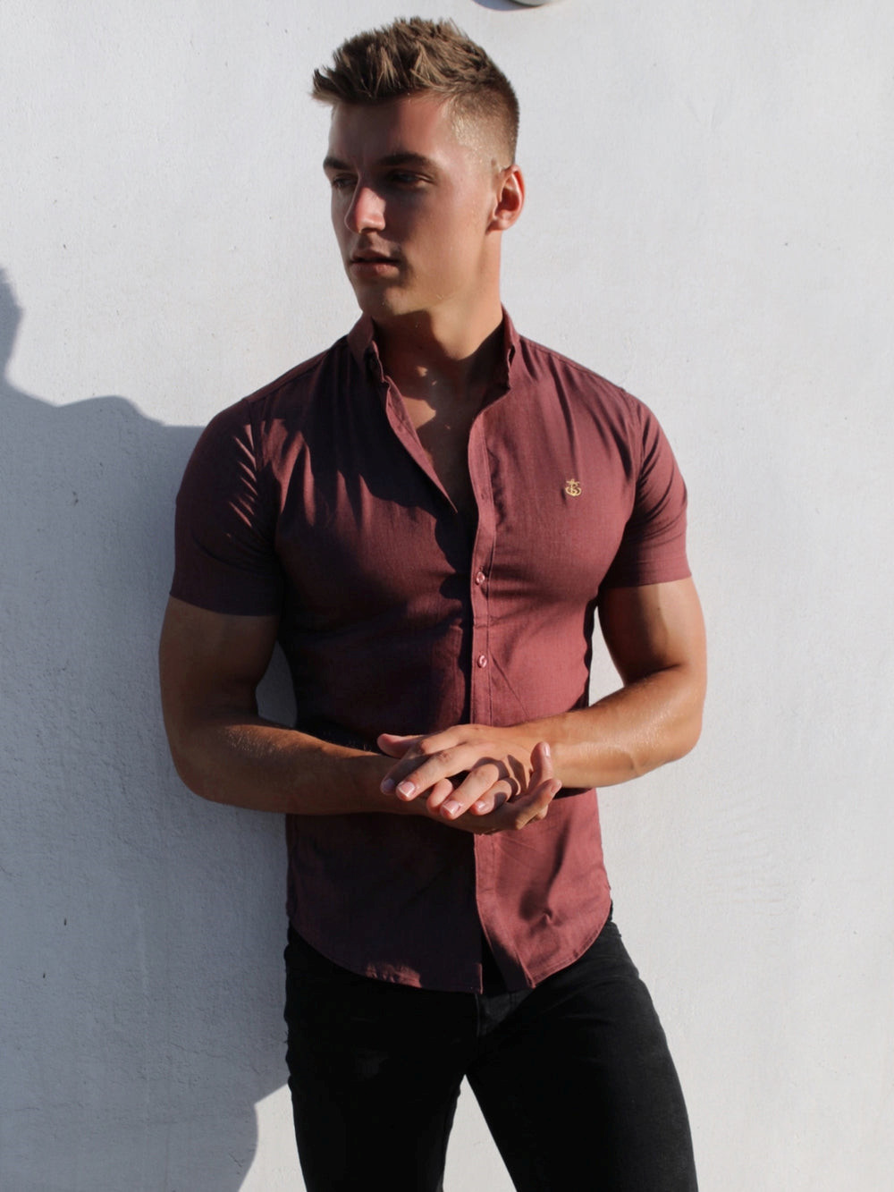 Blakely Brisbane Short Sleeve Shirt Burdeos | VIAOZM061