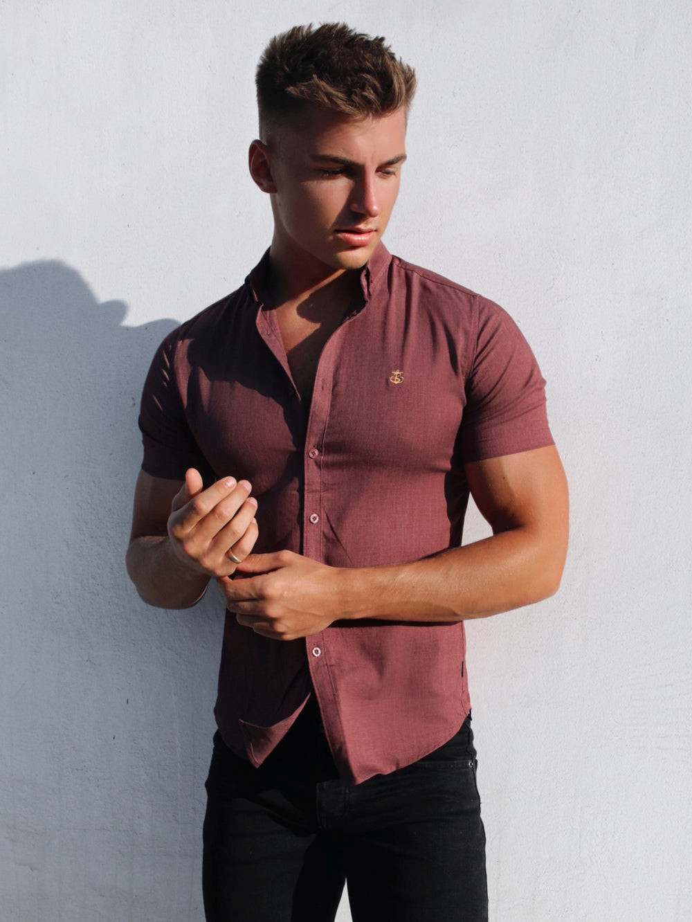 Blakely Brisbane Short Sleeve Shirt Burdeos | VIAOZM061