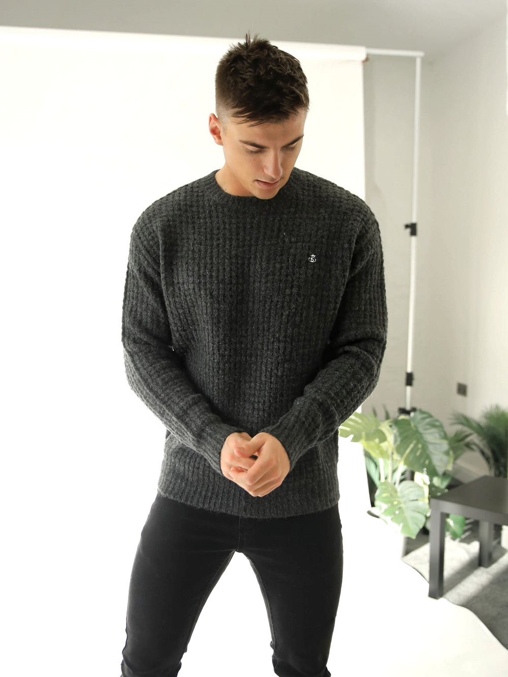 Blakely Burford Knit Jumper Charcoal | FVQOMZ317