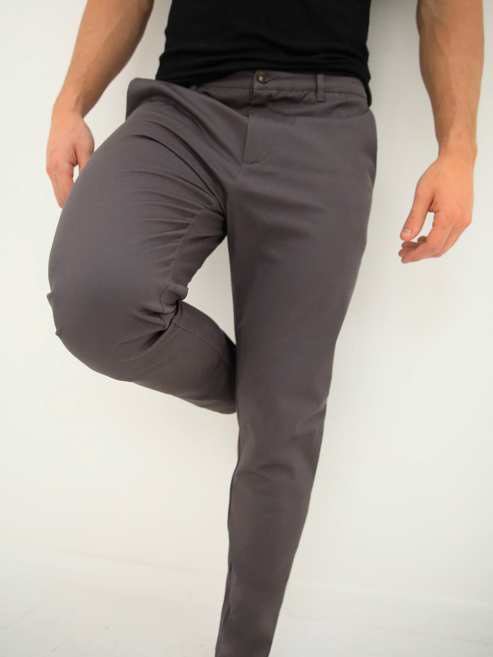 Blakely Cavill Slim Fit Tailored Chinos Charcoal | KHZYPL051