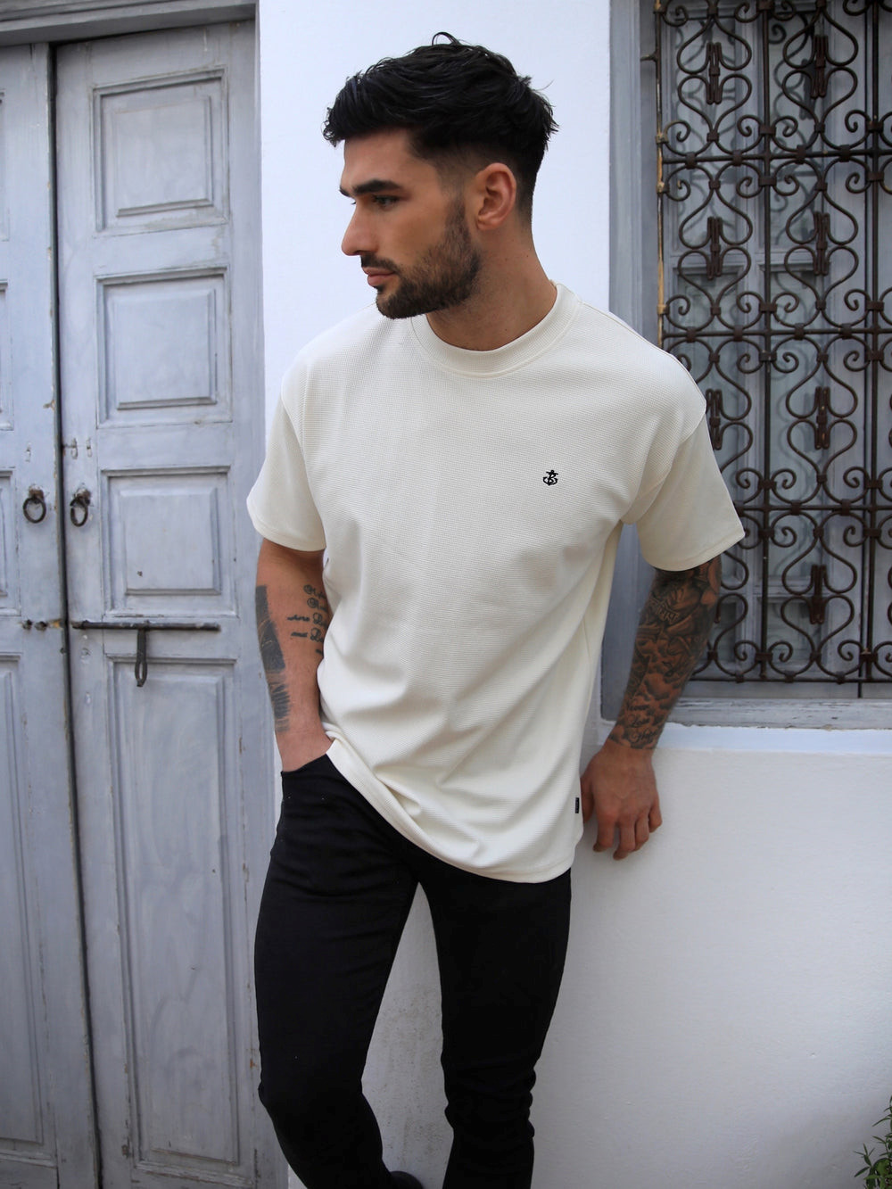 Blakely Ceuta Textured Oversized T-Shirt Blancas | QAYVJI039