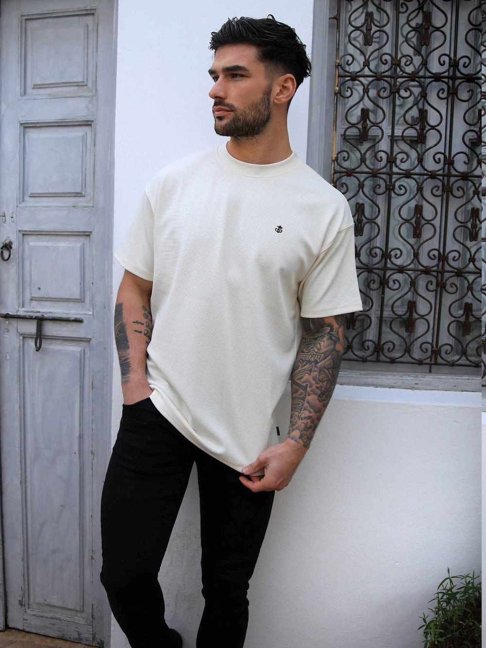 Blakely Ceuta Textured Oversized T-Shirt Blancas | QAYVJI039