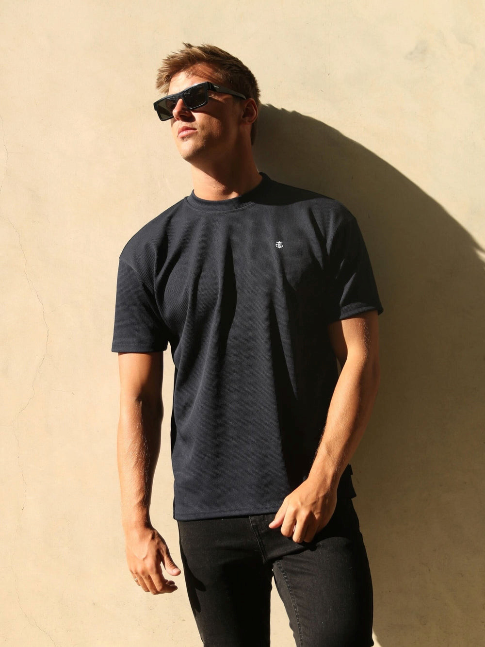 Blakely Ceuta Textured Oversized T-Shirt Azul Marino | TMKANO148