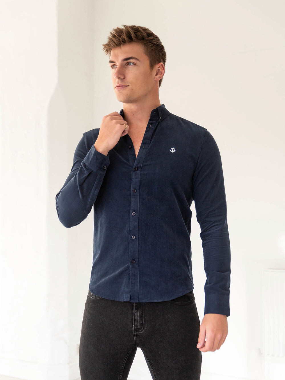 Blakely Cord Shirt Azul Marino | JAGUEK351