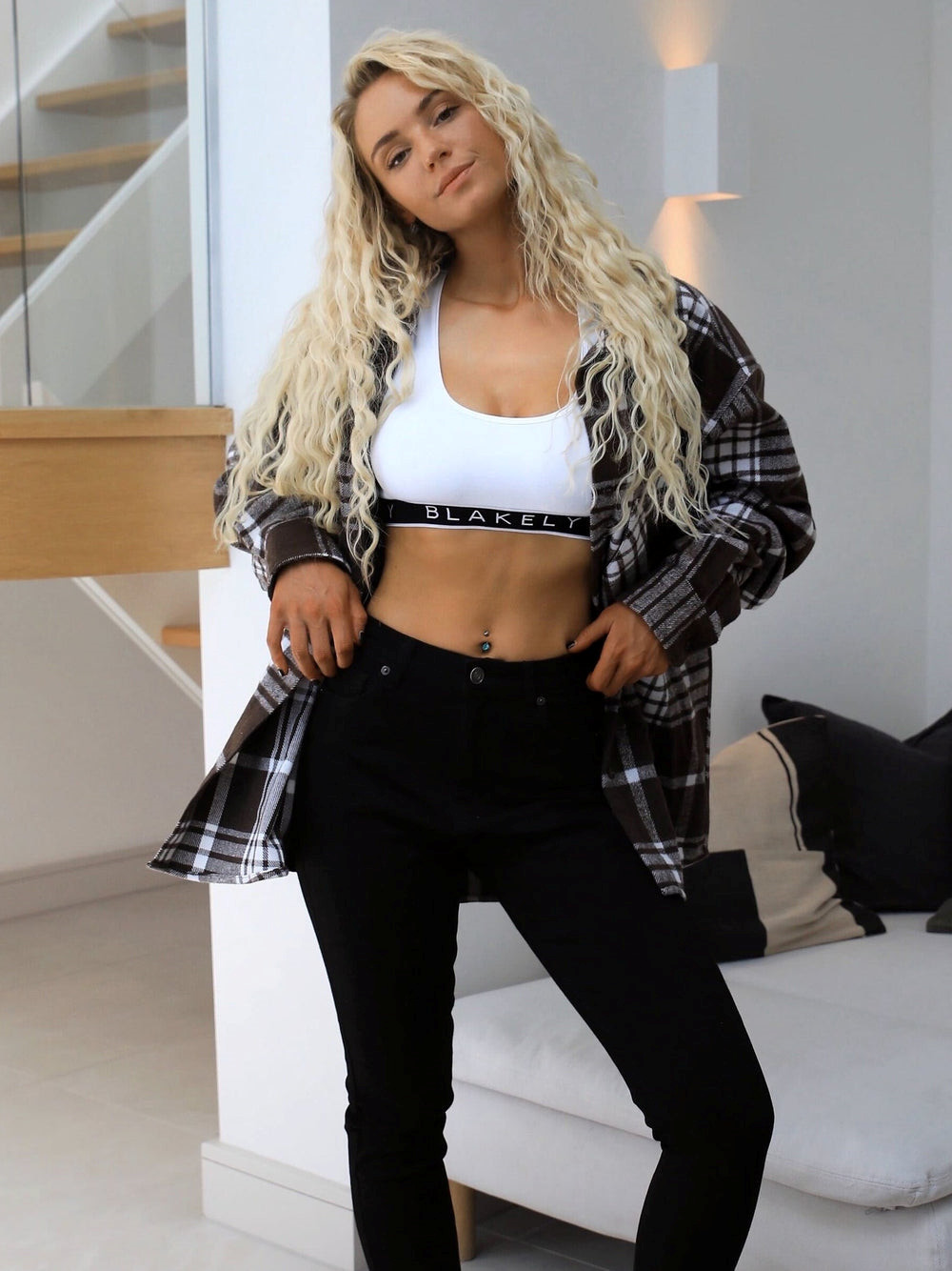 Blakely Dayton Womens Oversized Check Shirt Marrones | CDYUGO401