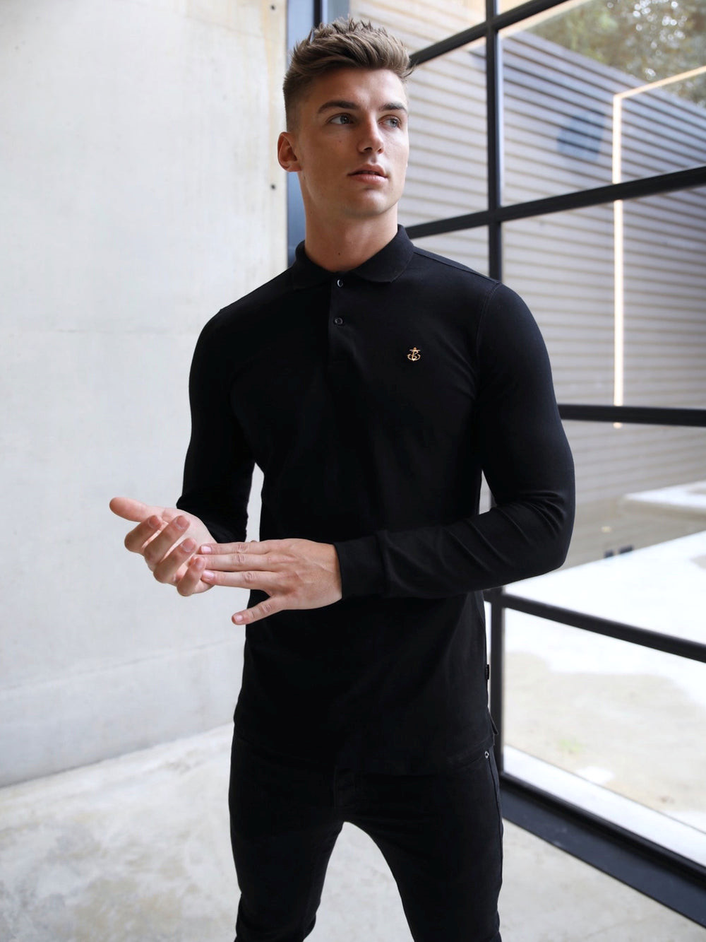 Blakely Harrow Long-Sleeve Polo Shirt Negras | IGJEYT506