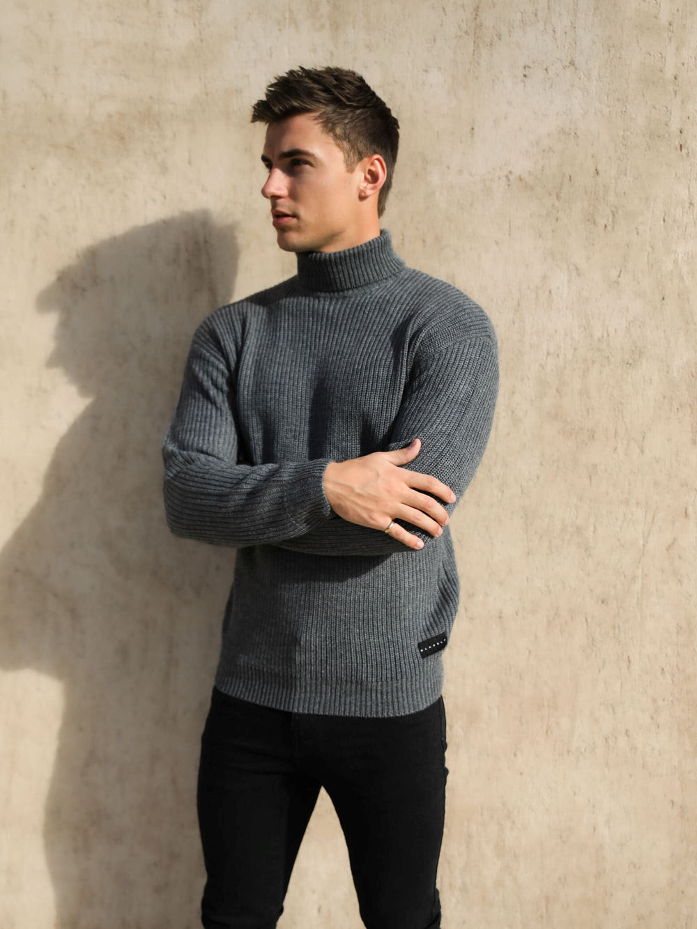 Blakely Hemsworth Roll Neck Jumper Charcoal | ZVDQTM629