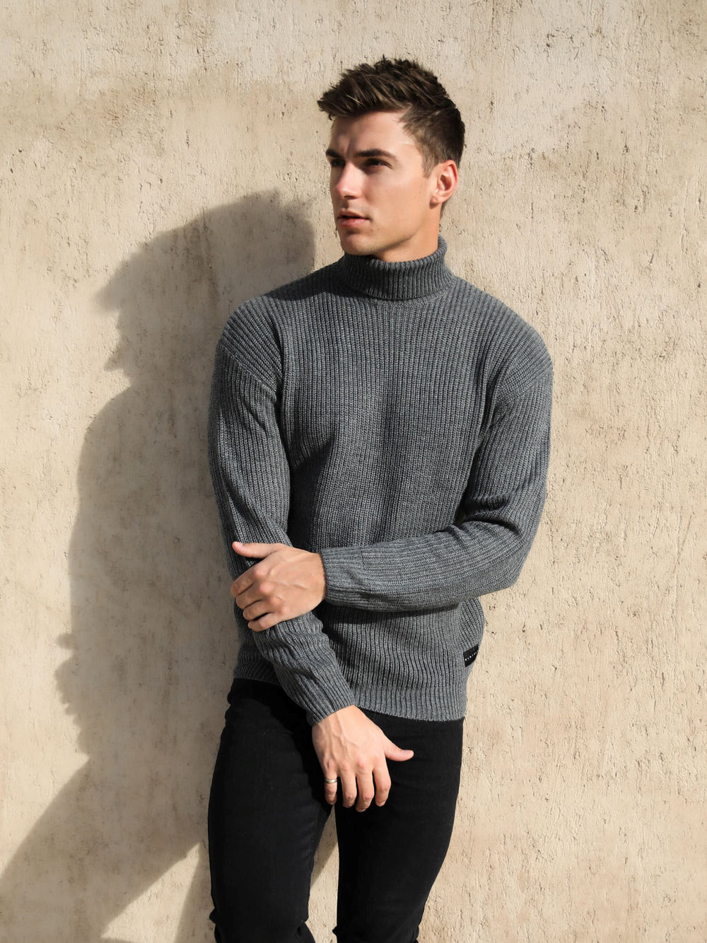 Blakely Hemsworth Roll Neck Jumper Charcoal | ZVDQTM629