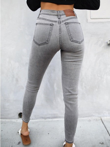 Blakely High Waisted Skinny Jeans Gris | LBASOT234