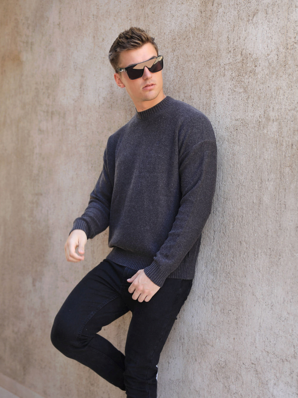 Blakely Huxley Knit Jumper Charcoal | WHITCX348