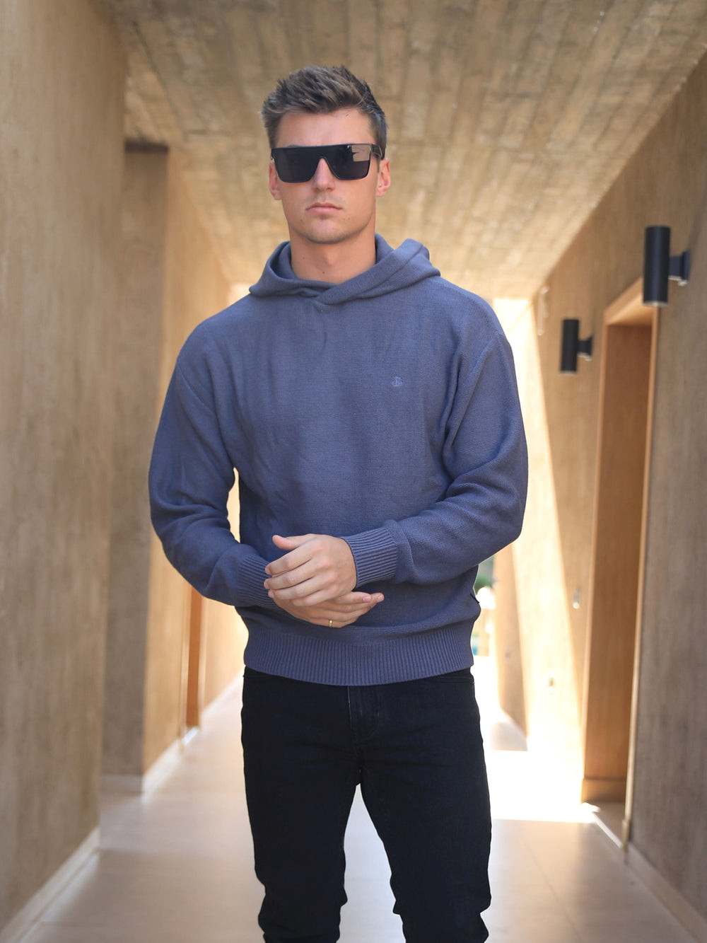 Blakely Huxley Knitted Hoodie Azules | KXTYRV123