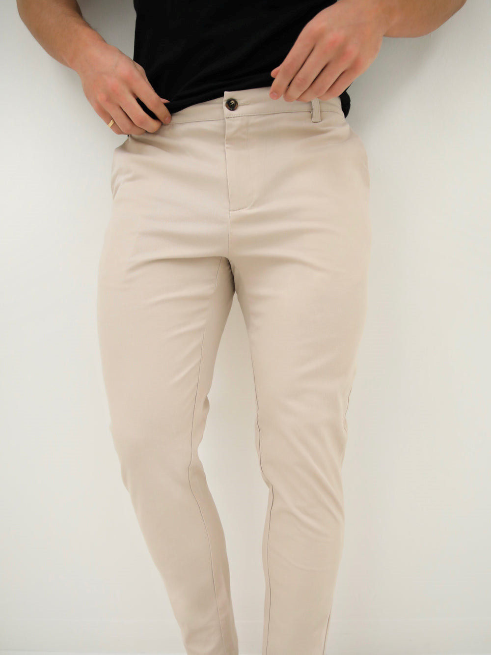 Blakely Kingsley Slim Fit Tailored Chinos Beige | HKDGNB634