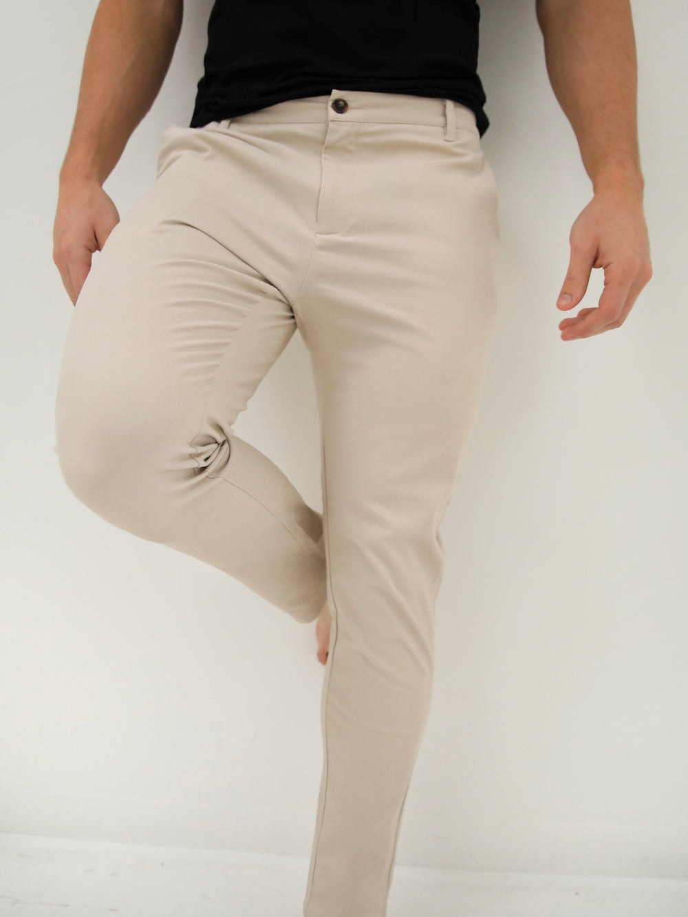Blakely Kingsley Slim Fit Tailored Chinos Beige | HKDGNB634