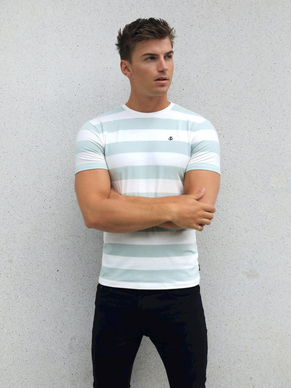 Blakely Loano Stripe T-Shirt Sage | PLSGDZ237
