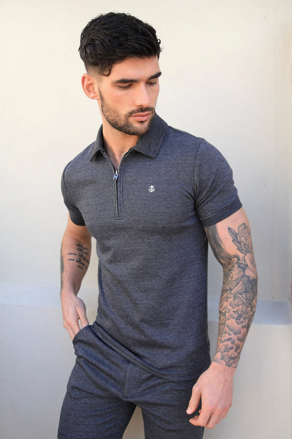 Blakely Midar Check Polo Shirt Gris Oscuro | SIOKRQ392