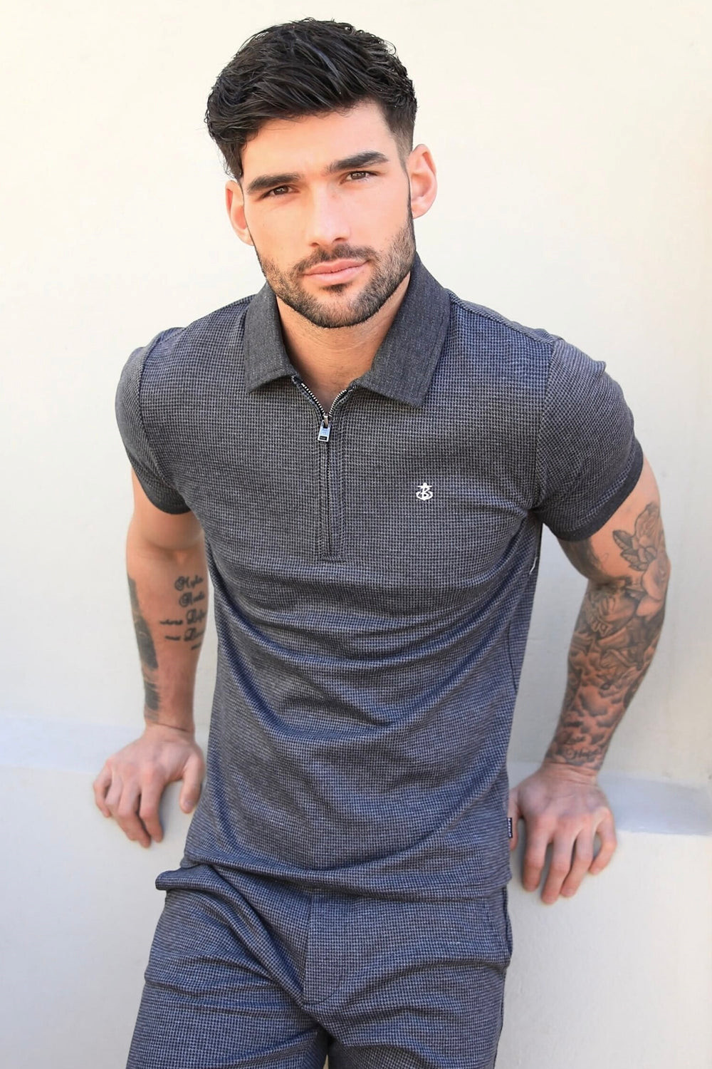 Blakely Midar Check Polo Shirt Gris Oscuro | SIOKRQ392