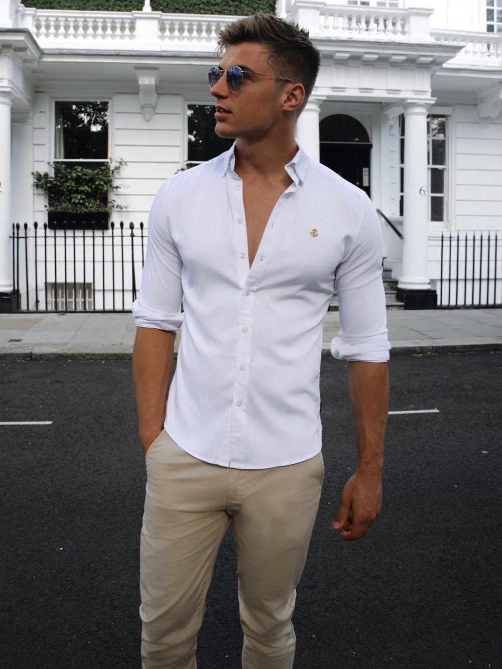 Blakely Monaco Fitted Stretch Shirt Blancas | KZTRJL471