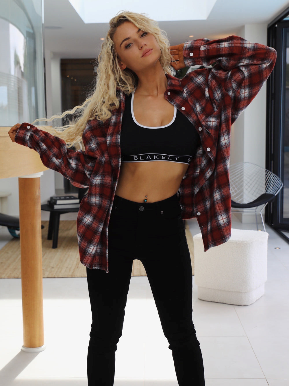 Blakely Montreal Oversized Plaid Shirt Rojas | CHXVOI356