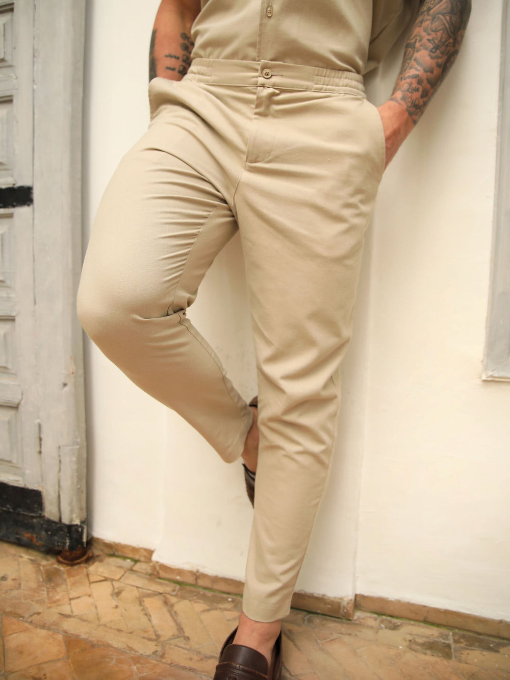 Blakely Nador Linen-Blend Trousers Tan | WEASRK412