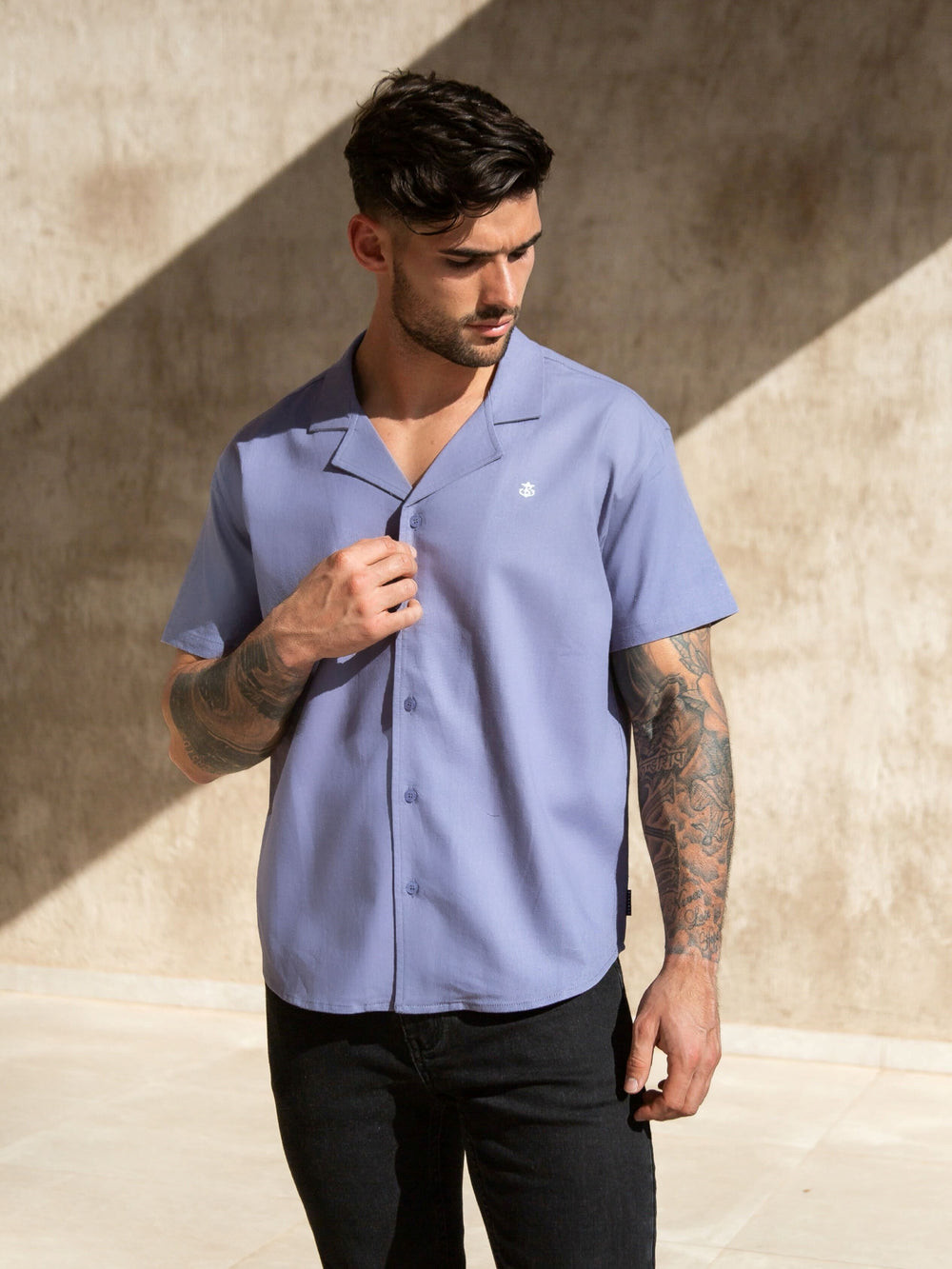 Blakely Nador Open Collared Shirt Azules | CZVBAL135