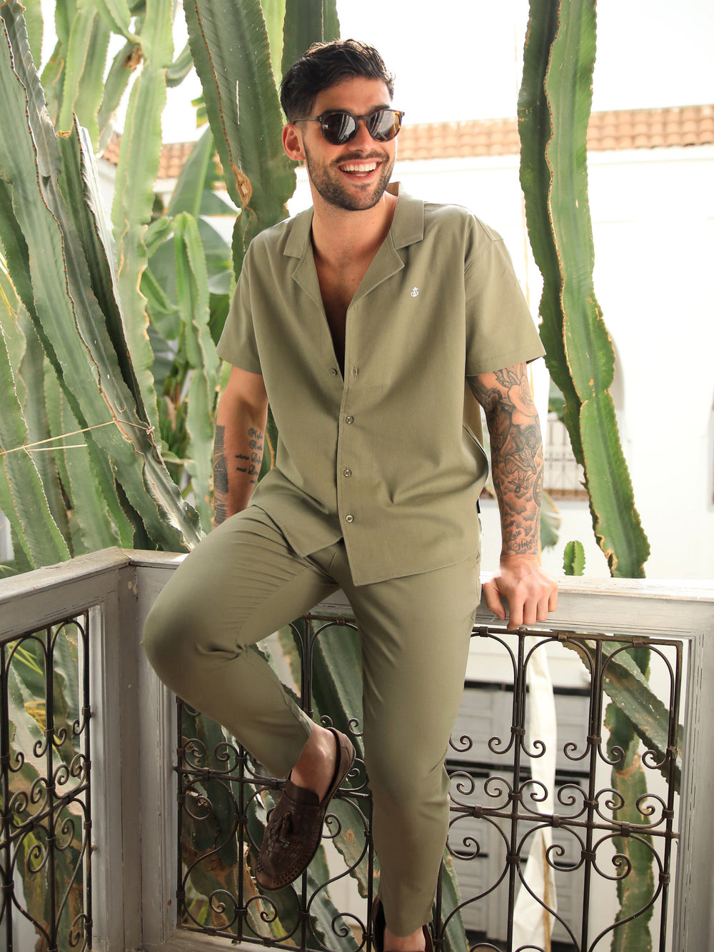 Blakely Nador Open Collared Shirt Kaki | IVJXHE521