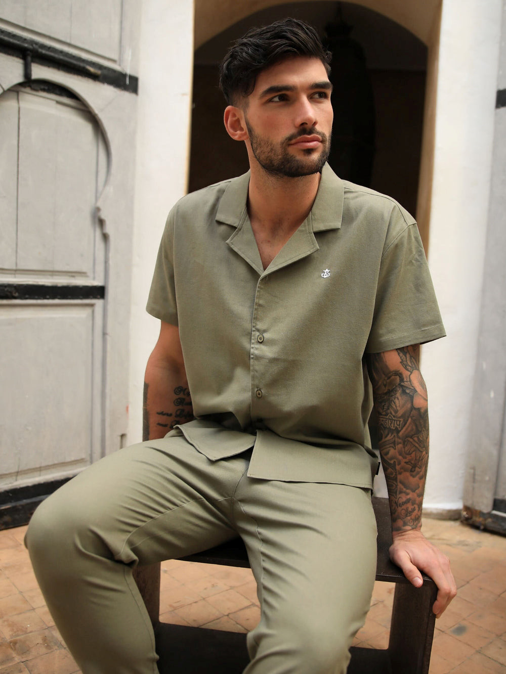 Blakely Nador Open Collared Shirt Kaki | IVJXHE521