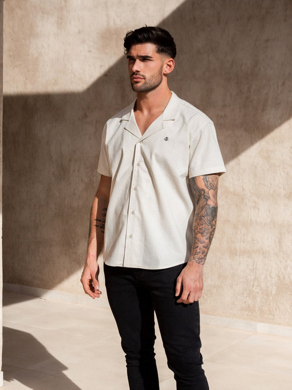 Blakely Nador Open Collared Shirt Sand | LXNEUP092