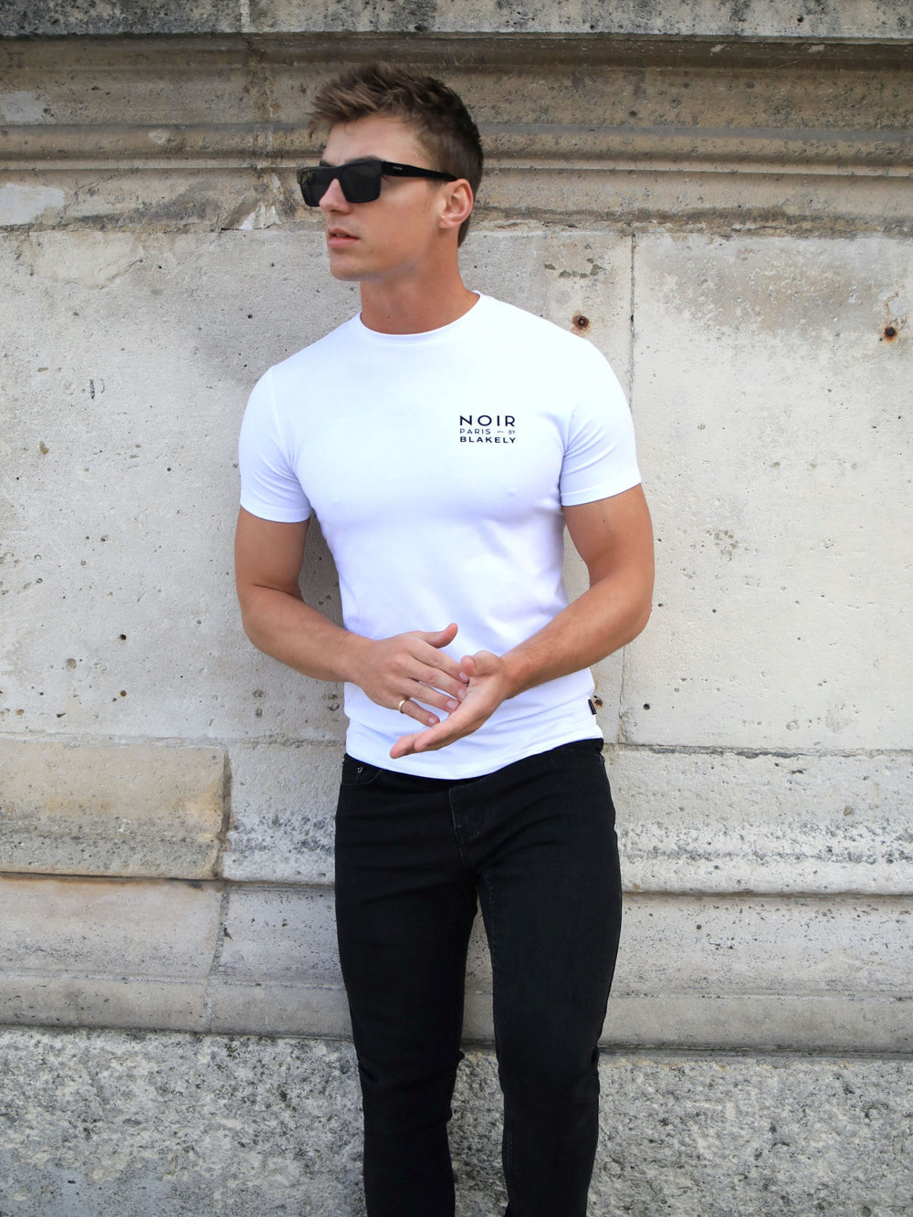 Blakely Noir Slim T-Shirt Blancas | GQKLEF374