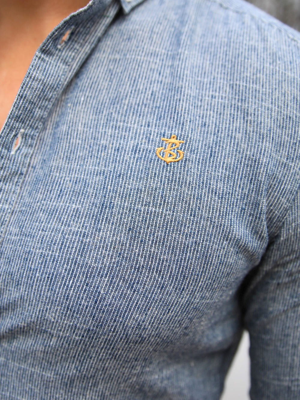 Blakely Odessa Pinstripe Shirt Azul Marino | QNSGUZ401