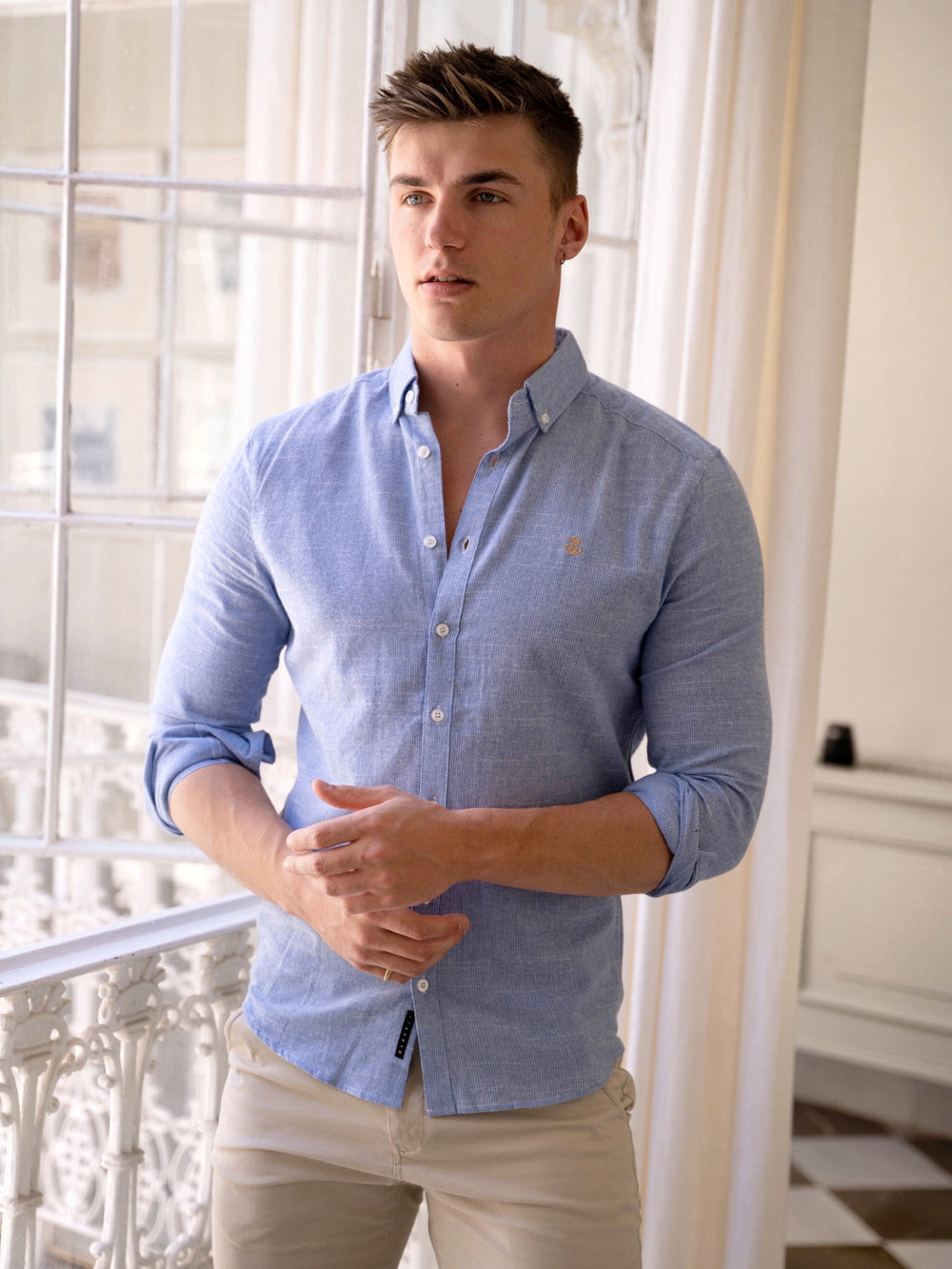 Blakely Odessa Pinstripe Shirt Azules | RVUGKJ297