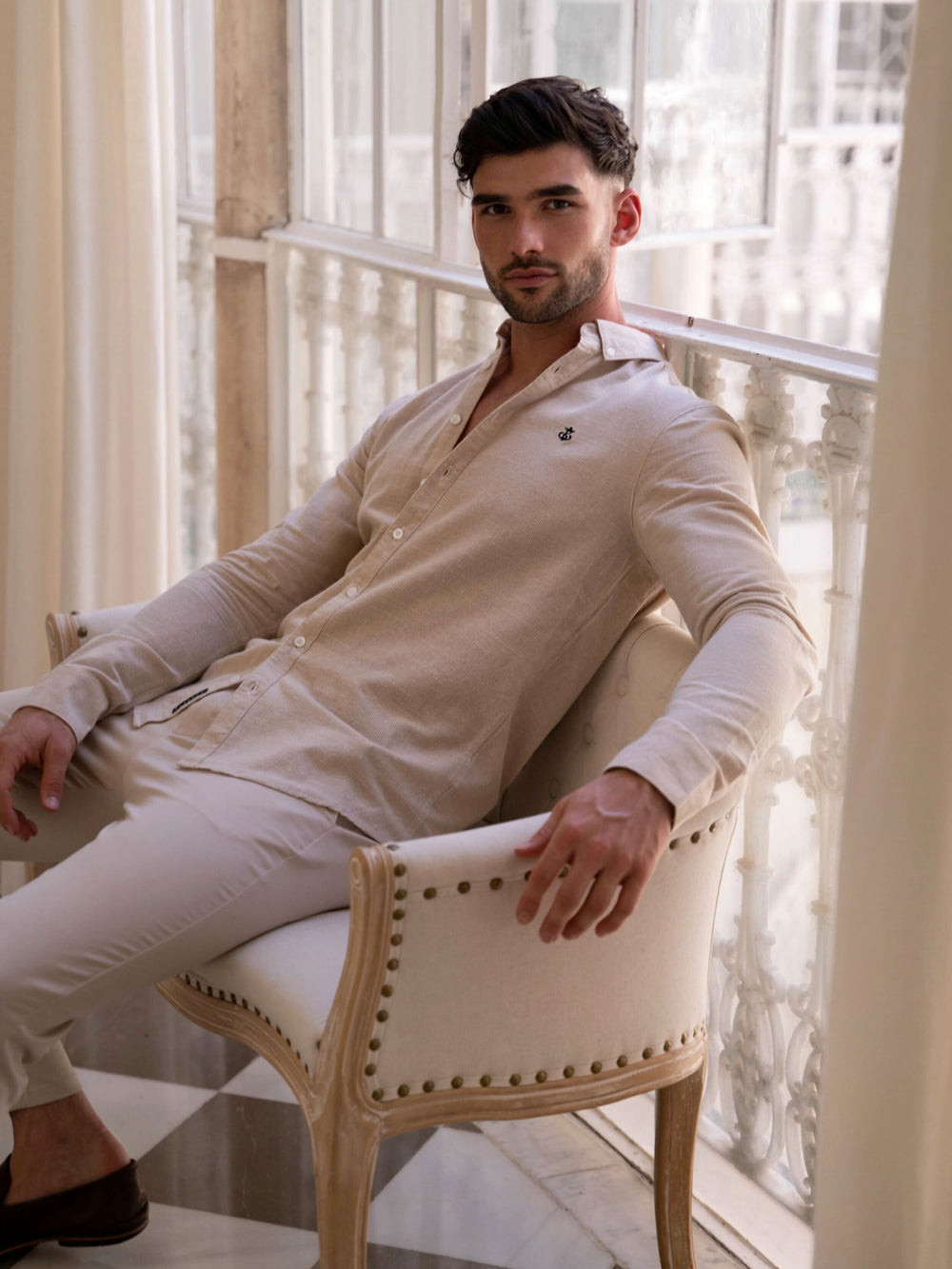 Blakely Odessa Pinstripe Shirt Tan | EDZUPV264