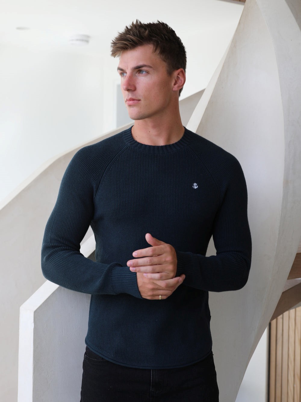 Blakely Olton Knit Jumper Verde Oscuro | OFMBES458