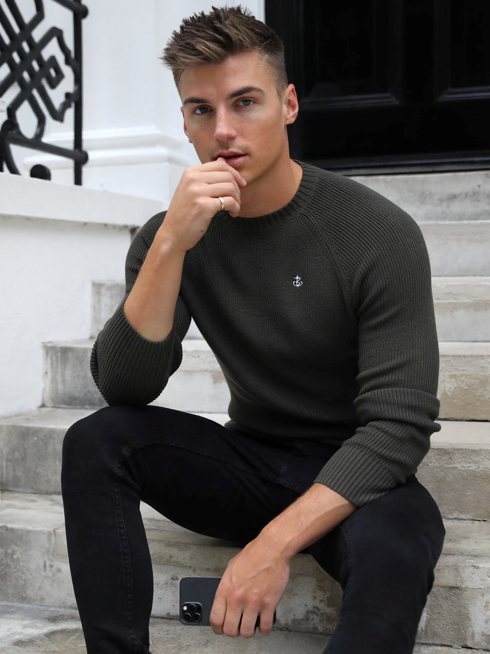 Blakely Oxley Knit Jumper Kaki Verde | TQREHJ037