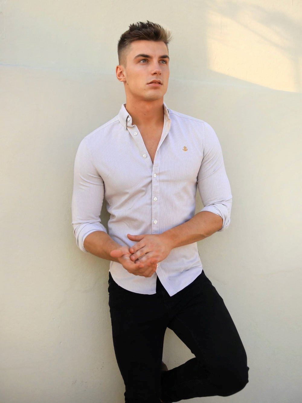 Blakely Pesaro Pinstripe Shirt Marrones Claro | QIVXKJ892