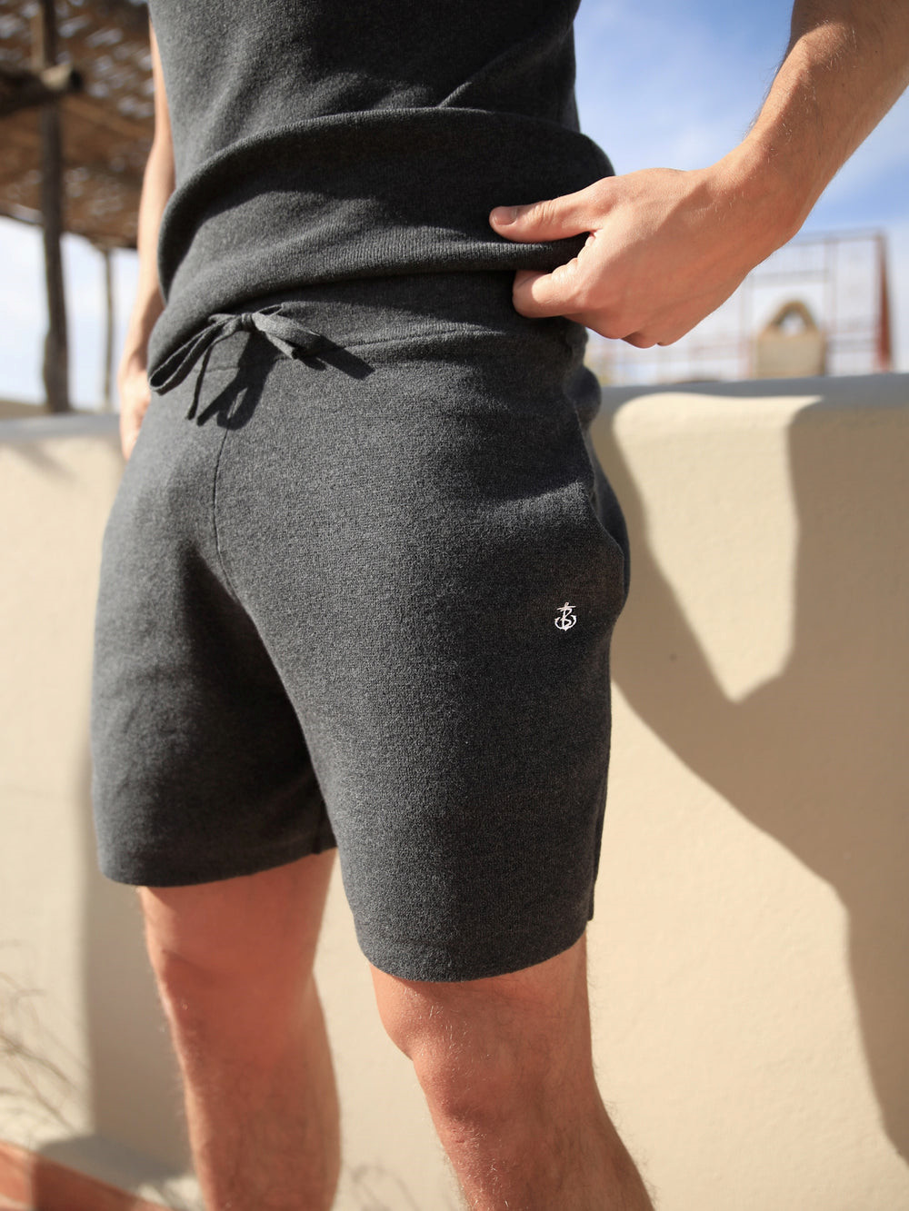 Blakely Riad Knitted Shorts Charcoal | HTUZNS840