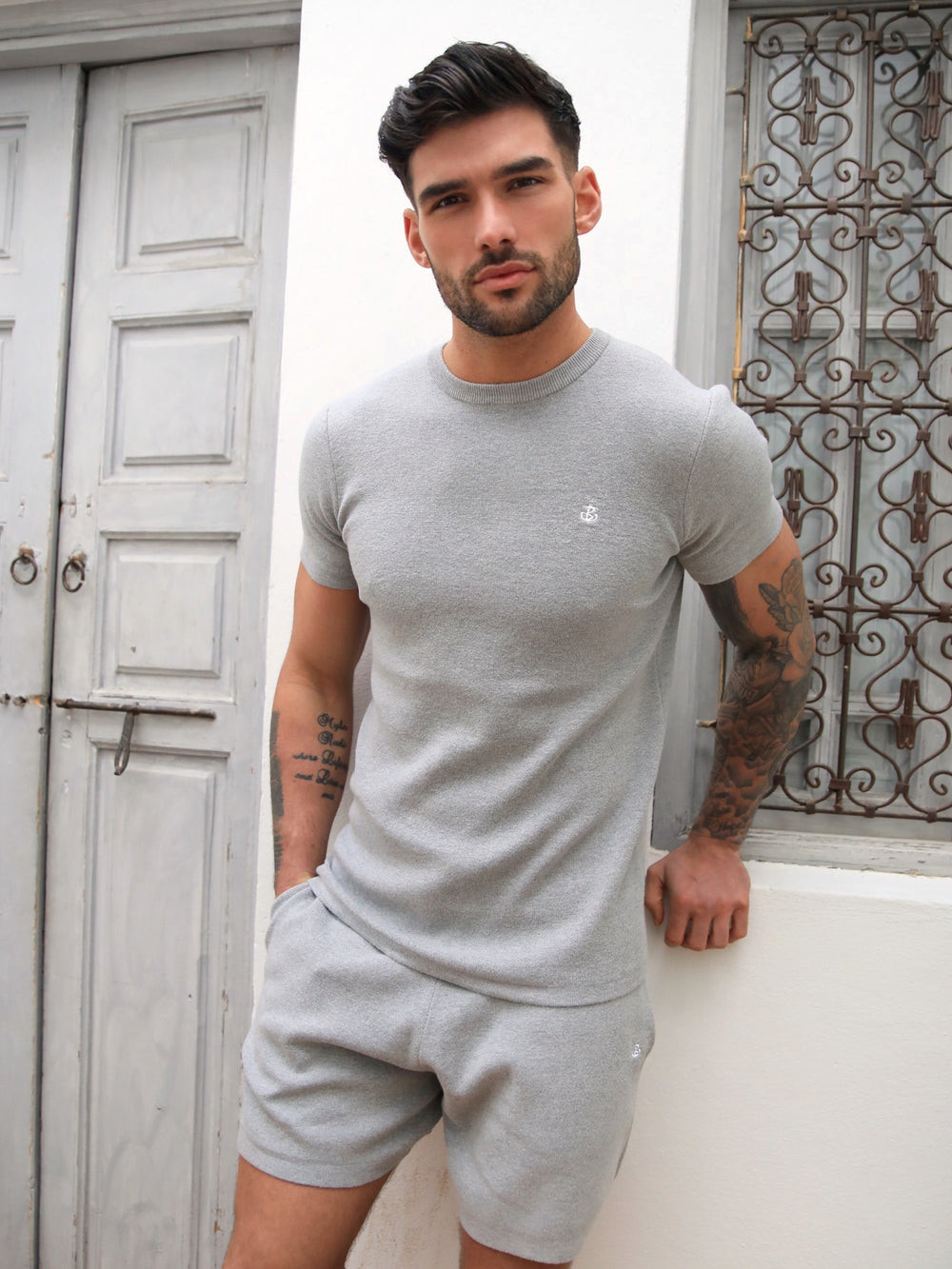 Blakely Riad Knitted T-Shirt Gris | XTDUQH340