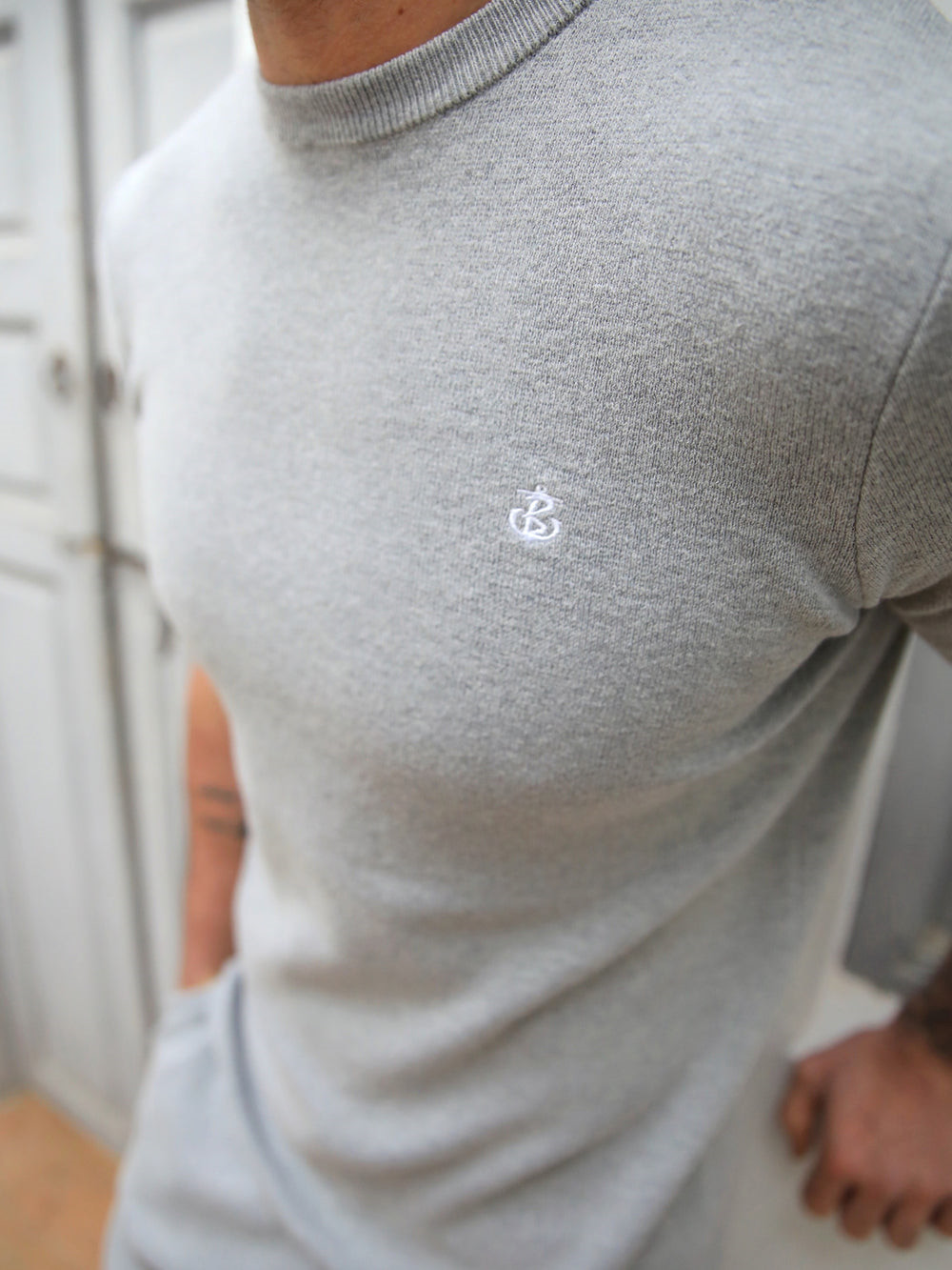 Blakely Riad Knitted T-Shirt Gris | XTDUQH340