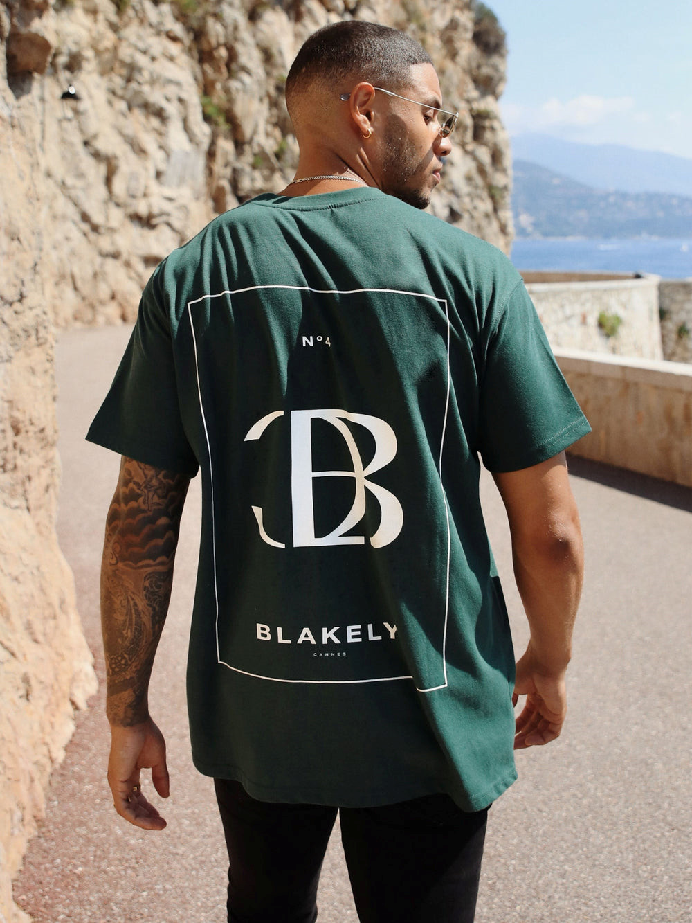 Blakely Riviera Initial Relaxed T-Shirt Verde Oscuro | YIEMPH571