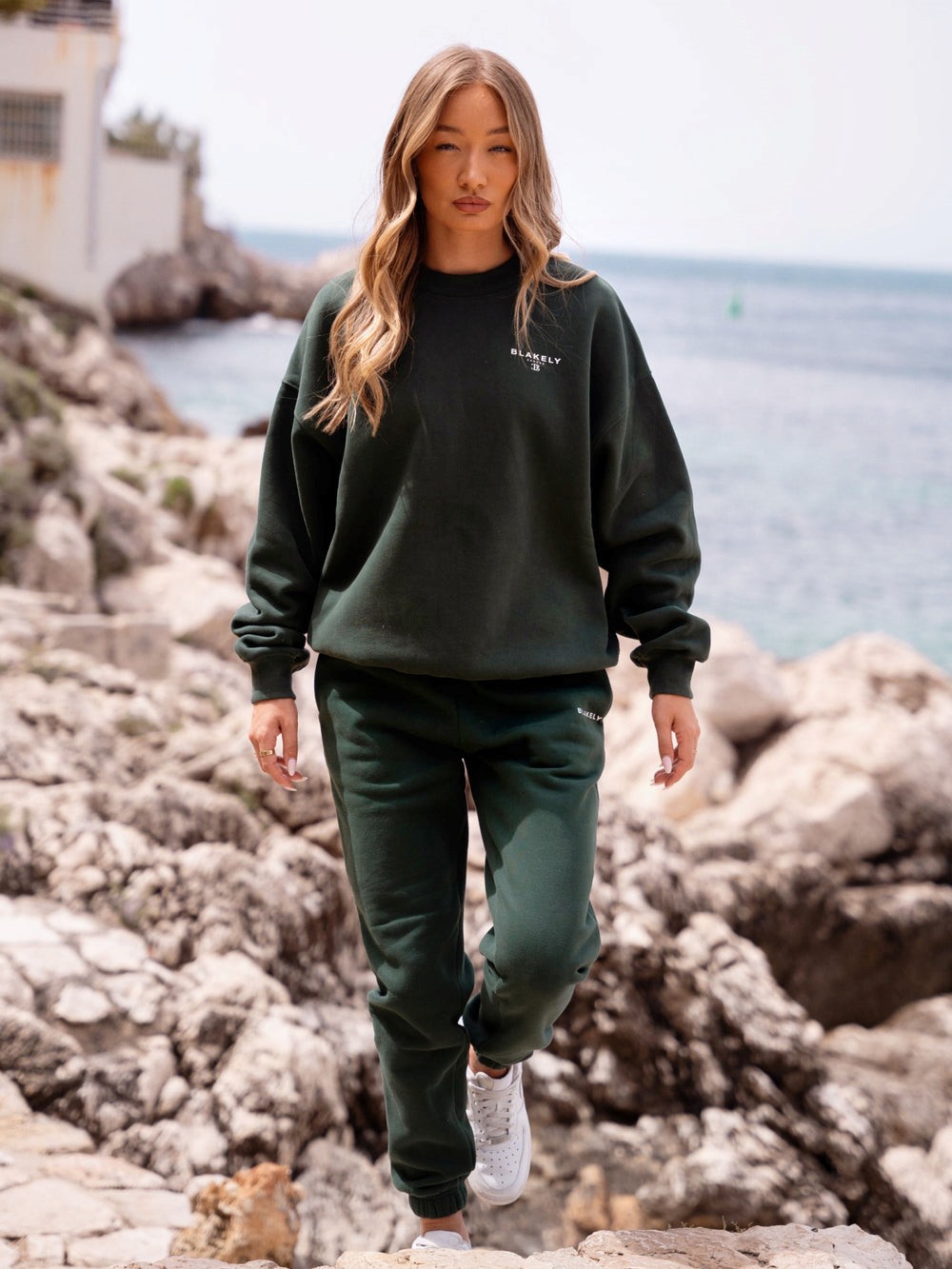 Blakely Riviera Initial Women's Jumper Verde Oscuro | HIMZJP903