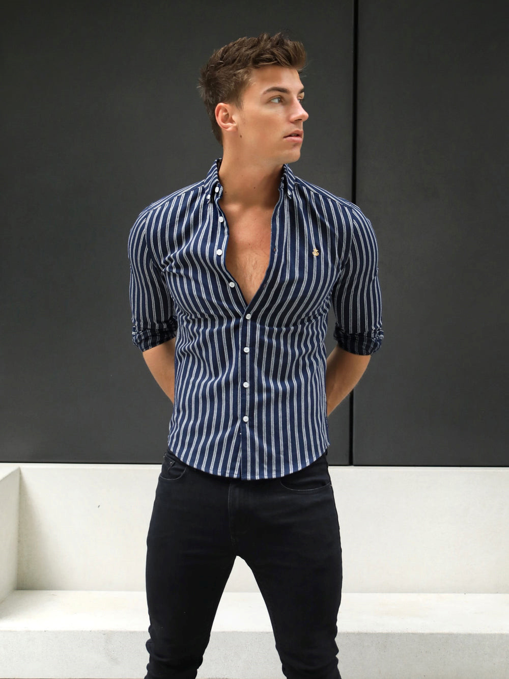 Blakely Savona Stripe Shirt Azul Marino | CPJFAL264